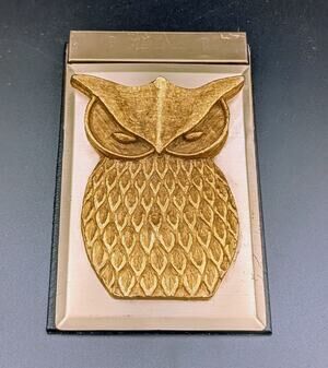 Vintage Owl Desk Paper Holder — Retro Brass000000000000000000000
